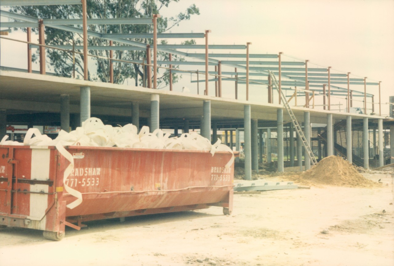 View from the playground of A Block under construction between 1988 and 1989.